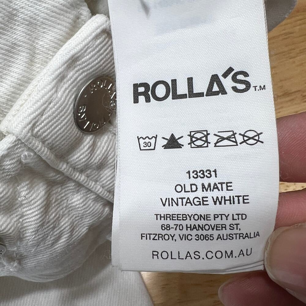 Rolla's High Rise Wide Leg Old Mate Vintage White 100% Cotton Jeans Women's 29 - Picture 12 of 15